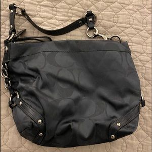 Authentic Dark gray cloth coach purse